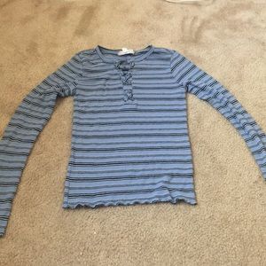 blue striped long sleeve